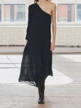 Zara One-Shoulder Black Maxi Dress